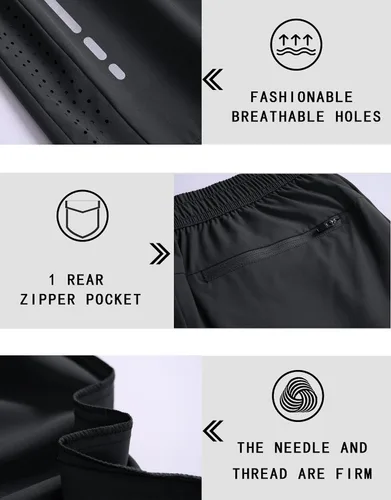 Vista 5 de Pantalones cortos deportivos de senderismo para hombre, de 7 pulgadas, de secado rápido, ligeros, para entrenamiento, correr, gimnasio, deportes