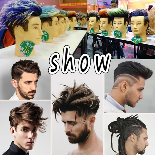 Vista 8 de HAIRWAY Cabeza de maniquí masculino de 8 pulgadas, cabeza de maniquí de práctica de peluquero con cabello humano 100% real, cosmetología, Marrón