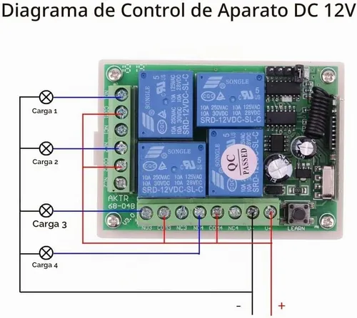 Vista 6 de Interruptor de control remoto DC 12V 4 canales universal 433Mhz Control remoto interruptor momentáneo para control inalámbrico y más