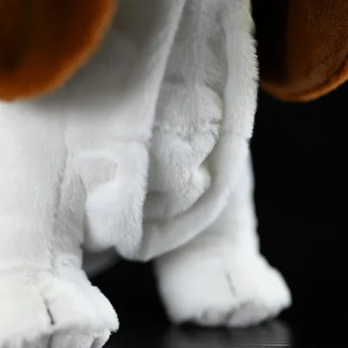 Vista 6 de Peluche realista de Basset Hound francés, 12 pulgadas, almohada de cachorro de perro marrón