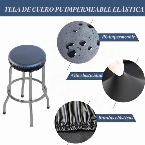 Vista 3 de Fundas para taburetes, paquete de 2 fundas elásticas impermeables de poliuretano para taburetes de bar, extraíbles y lavables, con bandas elásticas