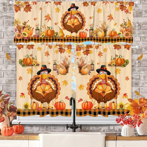 Vista 7 de Cortinas de Navidad de Hexagram para sala de estar, cortinas de árbol de Navidad de 63 pulgadas de largo para sala de estar juego de 2 paneles Negro