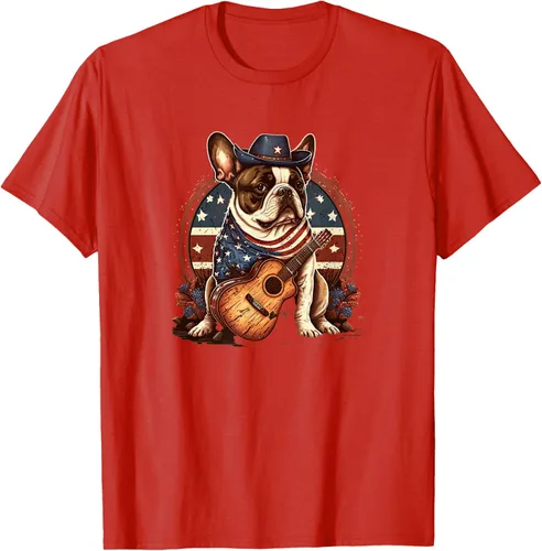 Vista 28 de Camiseta divertida de Bulldog francés con música country y roeo, Negro