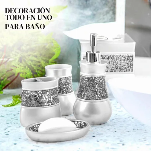Vista 8 de Creative Scents Juego de accesorios de baño de resina de 4 piezas Vidrio