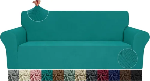 Vista 53 de JIVINE - Funda para sofá biplaza, 1 pieza elástica para sofá de 2 cojines, protector de muebles con parte inferior elástica para niños y mascotas