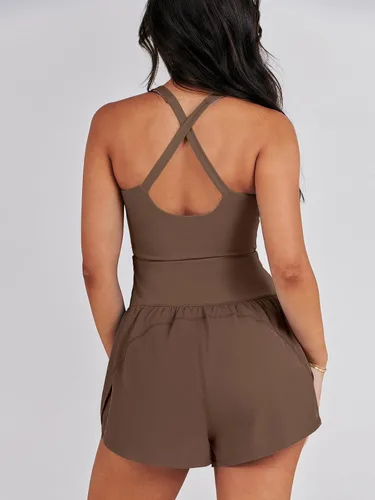 Vista 6 de ANRABESS Conjunto de una pieza para mujer, para correr, ejercicio, gimnasio, yoga, ropa deportiva de verano 2025