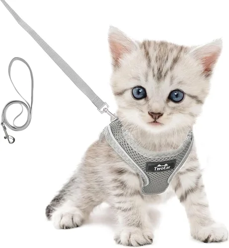 Vista 14 de TwoEar Arnés de gato a prueba de escape, suave chaleco ajustable para perro, de malla transpirable, chaqueta reflectante de fácil control para Negro