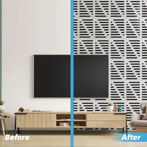 Vista 9 de Art3d Paquete de 6 paneles acústicos autoadhesivos insonorizados para pared, diseño de rayas de 16 x 12 pulgadas, bloque de ruido con poliéster