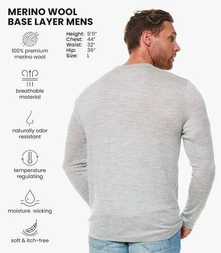 Vista 19 de Camisas 100% de lana merino para hombre - Camisa térmica de manga larga .190 Azul oscuro