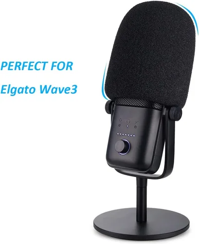 Vista 2 de Filtro de micrófono Pop – Funda de espuma para parabrisas compatible con Elgato Wave: 3 micrófonos de condensador USB premium para bloquear Plosives