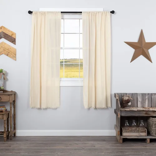 Vista 8 de VHC Brands Juego de 2 cortinas blancas antiguas con flecos, de algodón, para sala de estar o dormitorio, 63 x 36 pulgadas Anitque Blanco