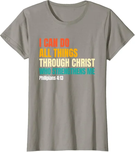 Vista 54 de I Can Do All Things Through Christ Christian Faith Camiseta, Negro, S