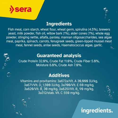 Vista 4 de Sera Papas fritas de bagre Nature 3.4 oz/0.21 libras Alimento de pescado premium para Ancistrus y Plecos Alta fibra Sin tintes ni conservantes