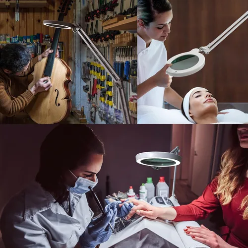 Vista 5 de Lámpara de aumento S - Lámpara de lupa con clip para salones de uñas, artistas de tatuajes, lectura y trabajo detallado - Lámpara Mag regulable