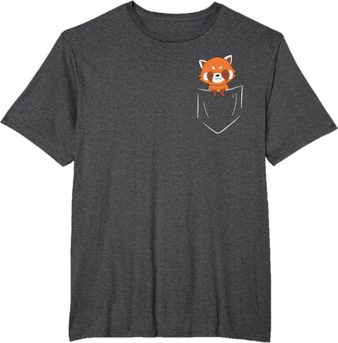 Vista 22 de Funny Red Panda In Pocket - Camiseta con bolsillo, Negro, S