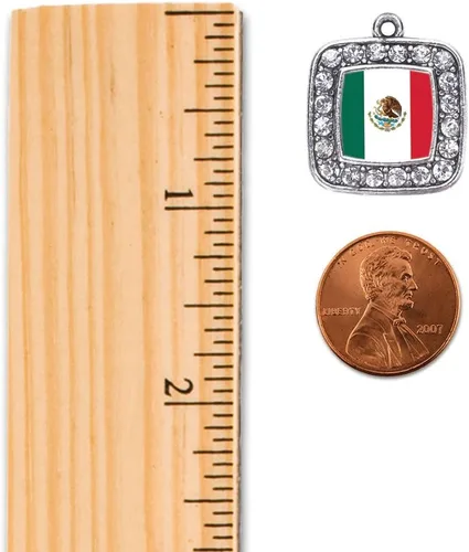 Vista 2 de Inspired Silver - Aretes colgantes de gancho francés con dije cuadrado de plata y circonitas cúbicas