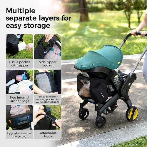 Vista 3 de Bolsa de almacenamiento compatible con el cochecito de asiento de automóvil Doona, accesorios de cochecito, gran capacidad, accesorios para bolsa