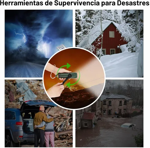 Vista 7 de Linterna de manivela con radio de emergencia LED cargador