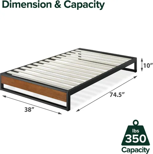 Vista 2 de Zinus Suzanne - Cama de plataforma de 6 pulgadas sin cabecero, Acero Madera Contrachapado, Marrón