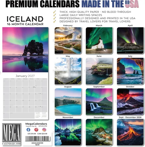 Vista 325 de Calendario de grises africanos 2025 2026 – Planificador mensual de pared de aves africanas – 12 x 18 pulgadas (abierto), calendario de pared