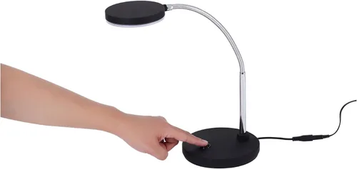 Vista 8 de Bostitch Lámpara de escritorio LED de cuello de cisne de metal, sin parpadeo, cabeza ajustable (VLED1800BK), color negro