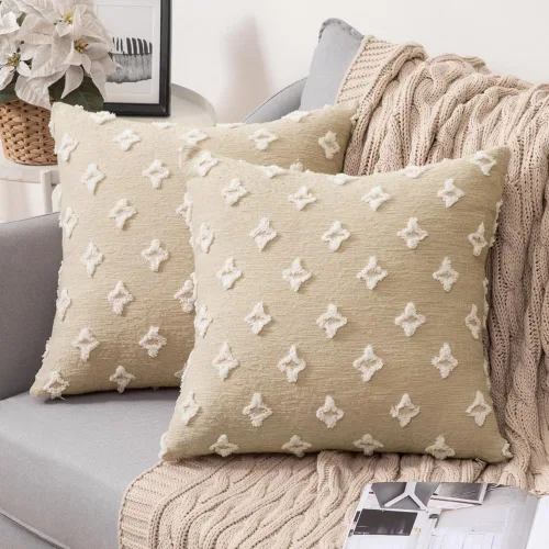 Vista 23 de MIULEE Juego de 2 fundas de almohada decorativas de jacquard rómbico, funda de cojín cuadrada suave para sofá, cama, dormitorio, sala de estar, 16 x