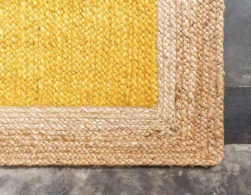 Vista 8 de Unique Loom Colección de yute trenzado de calidad clásica hecha natural tejida a mano con detalles de color sólido, alfombra rectangular de 2 pies 0