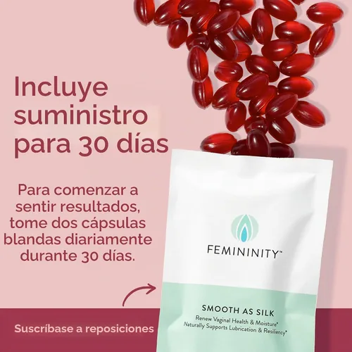 Vista 6 de Femininity Recambio suave como seda de 30 días para sequedad vaginal (60 cápsulas blandas) – Aceite de espino amarillo con 365 mg de Omega 7 + Omega