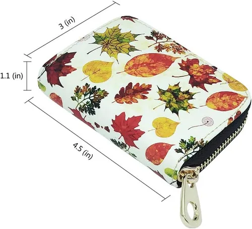 Vista 2 de Funda de cuero con cremallera para tarjetas de crédito RFID para mujeres y niñas