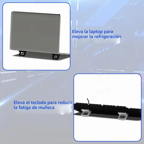 Vista 4 de Juego de elevadores de teclado portátil de 4 piezas, 2 negros y 2 soportes ajustables para teclado de computadora portátil con 2 ajustes de ángulo