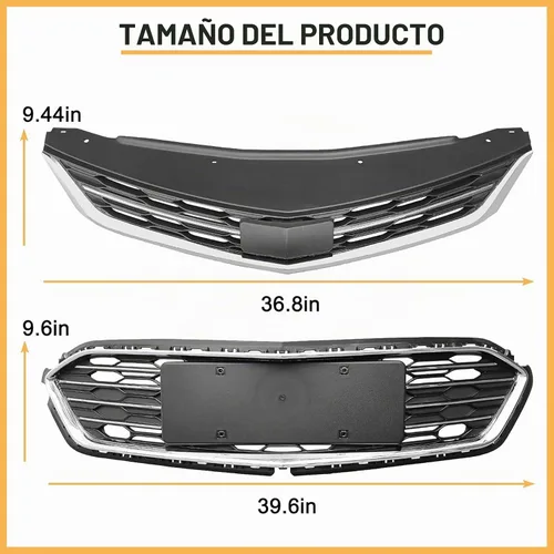 Vista 3 de Parachoques delantero superior inferior rejilla compatible para Chevy Cruze Mesh Grill 2016 2017 2018