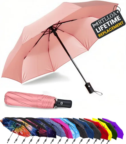 Vista 12 de MRTLLOA Paraguas de Viaje Compacto Resistente al Viento de 42/49 Pulgadas para Lluvia, Ligero, Portátil, Automático, Fuerte, Paraguas Plegable