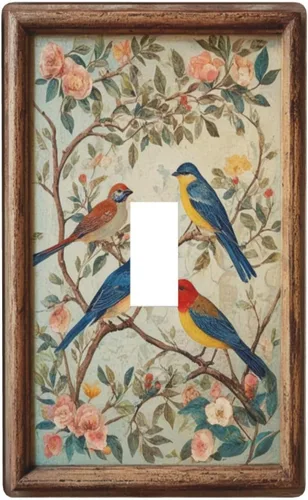 Vista 52 de Cubiertas Decorativas para Interruptores de Luz Arte de Pájaros BirdArt 1 Gang Salida Dúplex Individual Placa de Pared Placa de Interruptor Placa