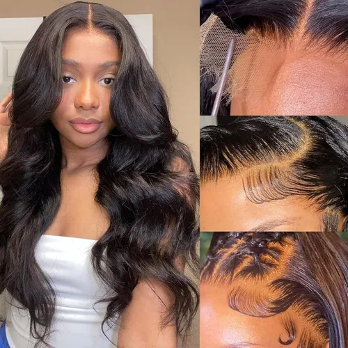 Vista 30 de Aaliweya Pelucas de cabello humano ondulado con cierre de encaje suizo real HD de 5 x 5 para mujer, densidad 15A, 200%, sin pegamento, con cordón