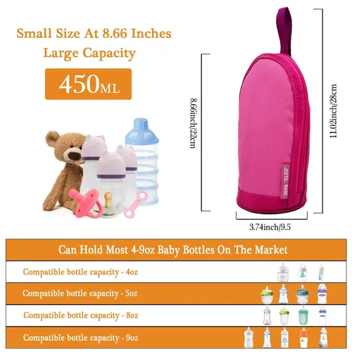 Vista 3 de Bolsa enfriadora de leche materna – Bolsa de viaje aislada para biberón para guardería (dos piezas, rojo)