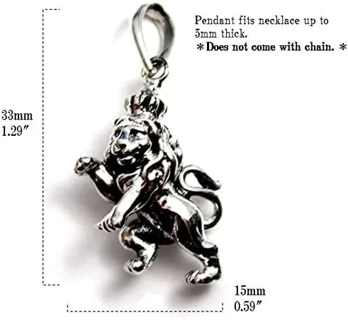 Vista 4 de Colgante de plata de ley 925 con diseño de animales de león etíopes africanos Rasta