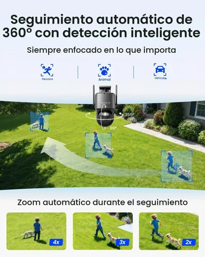 Vista 3 de REOLINK TrackMix 4K Dual-Lens PTZ Solar Security Cameras Wireless Outdoor Grey