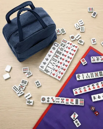 Vista 7 de Youeon Juego de mahjong chino de 144 piezas con bolsa de transporte, verde