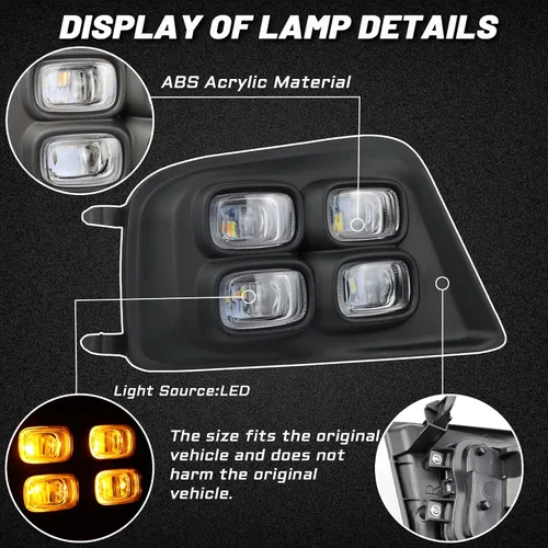 Vista 2 de Switchback - Lámpara LED antiniebla frontal color blanco y ámbar, luz intermitente LED intermitente para 2012-2015 compatible con accesorios Toyota