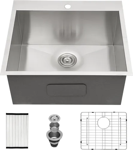 Vista 62 de Fregadero de cocina para exteriores 15 x 15 pulgadas, fregadero de bar de 15 x 15 pulgadas, fregaderos de cocina de acero inoxidable de calibre 16