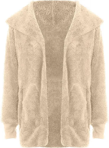 Vista 7 de Womens Jackets Open Front Hooded Coat Oversized Pocket Cardigan Long Sleeve Plush Clothes Warm Pullover Winter Outfits