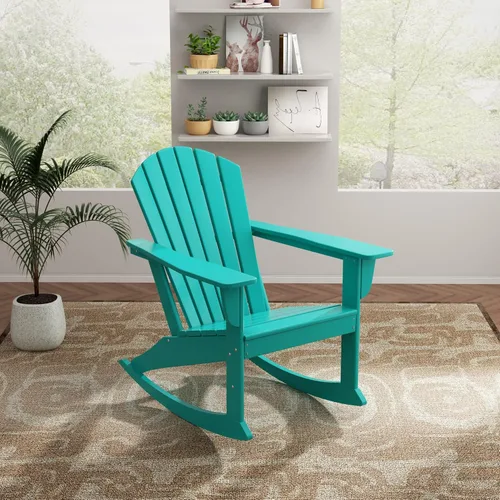 Vista 38 de WO Home Furniture Silla Mecedora de Patio Moderna para Exteriores HDPE Resistente a UV y Clima (Negro)
