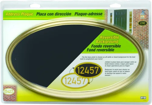 Vista 2 de Hy-Ko Products AK-450 Placa ovalada para dirección de 8.5 x 15.5 pulgadas, color dorado, 1 pieza Oro