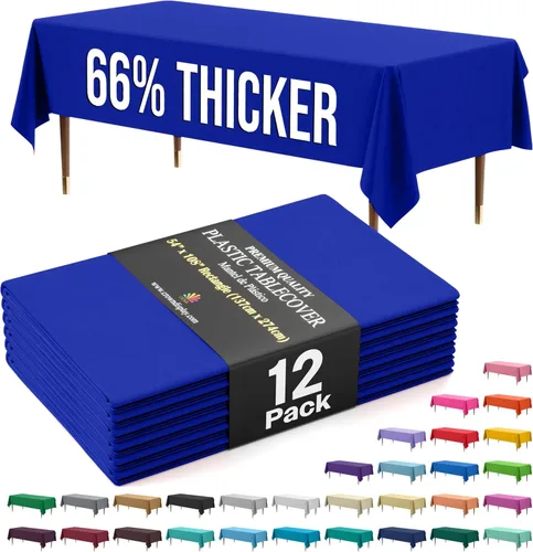 Vista 70 de Exquisite 66% Thicker Premium Plastic Table Cloth Rectangle Table Cover 0.5 Mil 6 Pack Aqua Table Cloth 54 Inch x 108 Inch Disposable Tablecloth