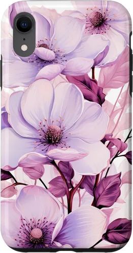 Vista 25 de Funda para iPhone 17, diseño de flores de magnolia rosa y morado lavanda