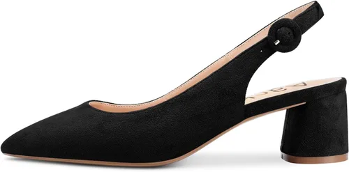 Vista 2 de Aachcol Zapatos de tacón grueso para mujer, tacón medio y bajo, correa en el tobillo, correa para el tobillo, para boda, oficina, fiesta, zapatos