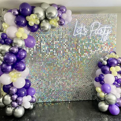 Vista 8 de Realife Fondo de pared brillante con 24 paneles de lentejuelas iridiscentes para decoración de bodas, fiestas, cumpleaños