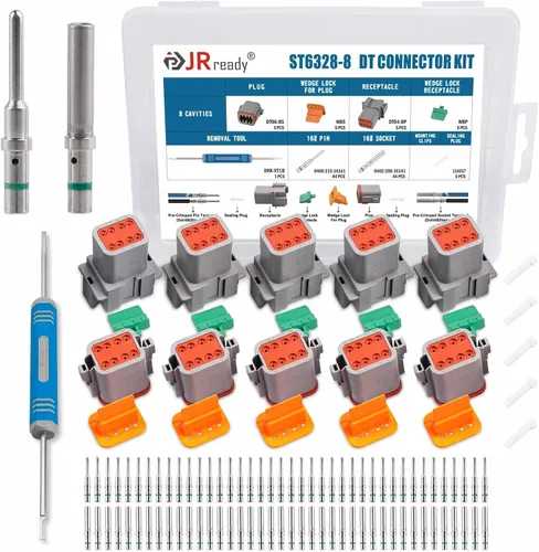 Vista 10 de JRready Kit de conectores Deutsch de 2 pines con contactos sólidos de tamaño 16 (14-20AWG), conector impermeable Deutsch de 2 pines de la serie
