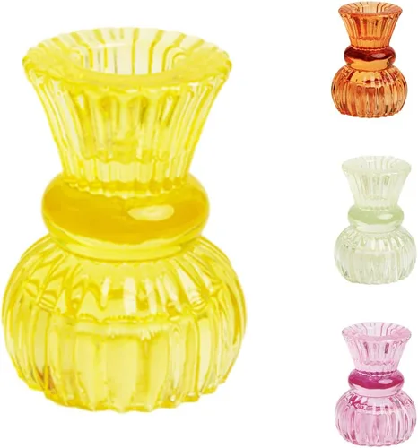 Vista 9 de Talking Tables Portavelas de cristal verde oscuro Soporte de vela cónico para interiores o exteriores, elegante decoración de mesa de Navidad