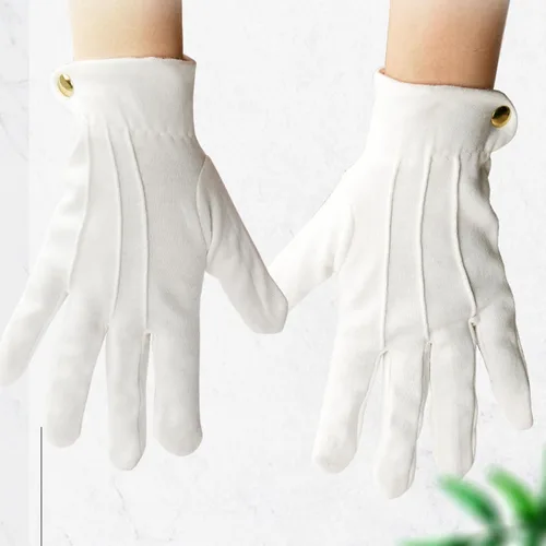Vista 8 de Guantes de billar Uniforme 2pcs Guantes de Billar Competición Guantes de árbitro Guantes Profesionales Blanco Guantes con Snap Cuff Poliéster Algodón
